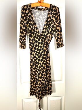 Diane Von Furstenberg DVF Julian Two Henlow Birch Print Wrap Dress S